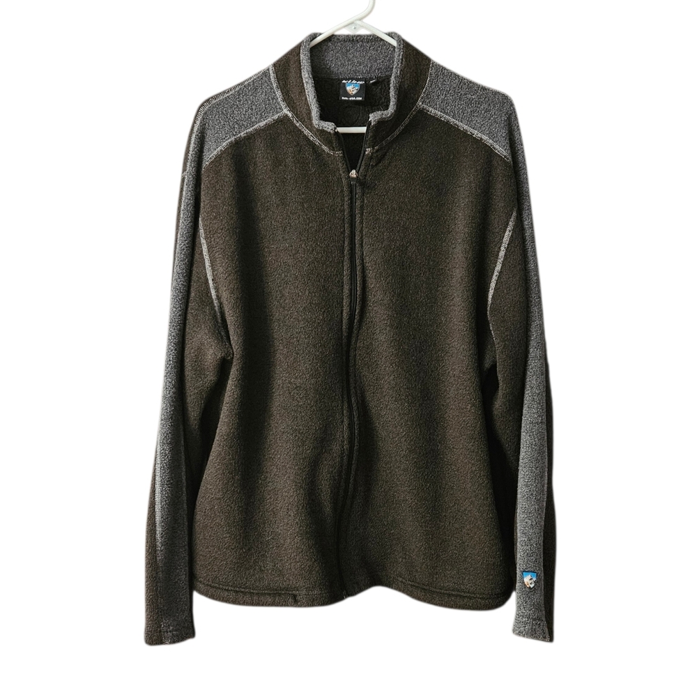 Kuhl Alfpaca Fleece Full Zip Jacket Men XXL Brown Gray Outdoor Gorpcore